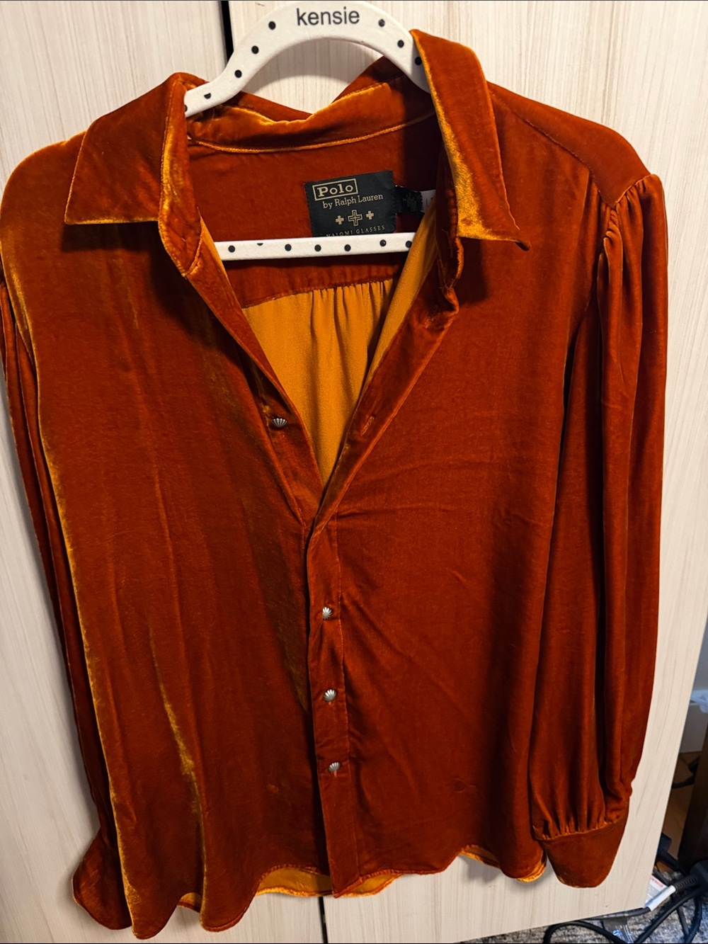 Polo by Ralph Lauren Rust Velvet Button-Front Blouse